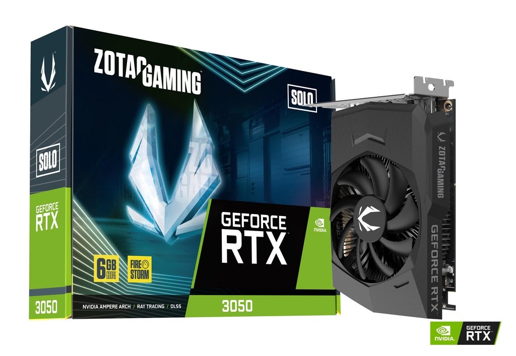 ZOTAC GAMING GeForce RTX 3050 6GB GDDR6 Solo, ZT - A30510G - 10L - 297 - Vektra Computers LLC ZOTAC GAMING GeForce RTX 3050 6GB GDDR6 Solo, ZT - A30510G - 10L - 297 - Vektra Computers LLC